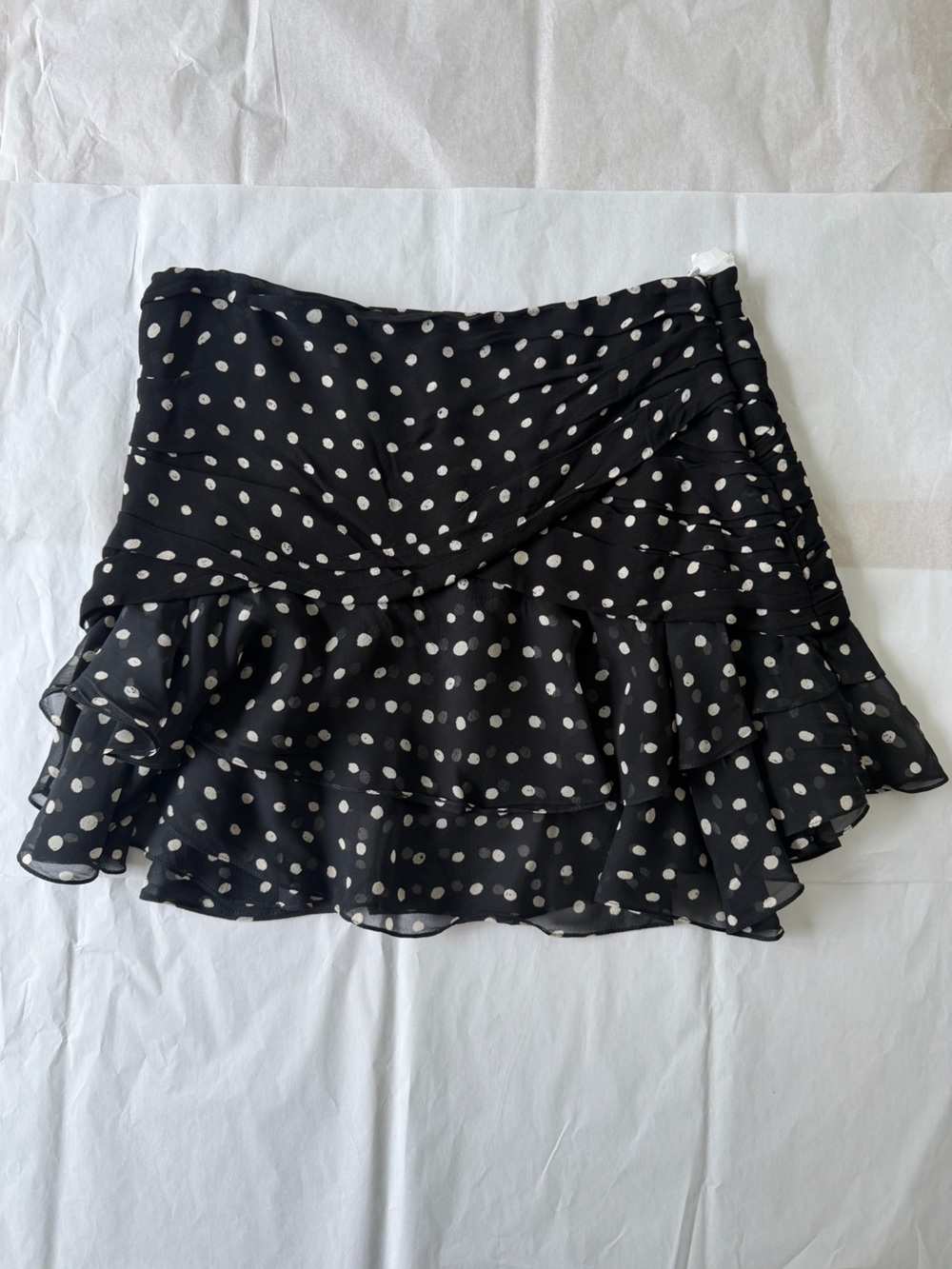 Saint Laurent Black Polka Dot Ruffled Skirt